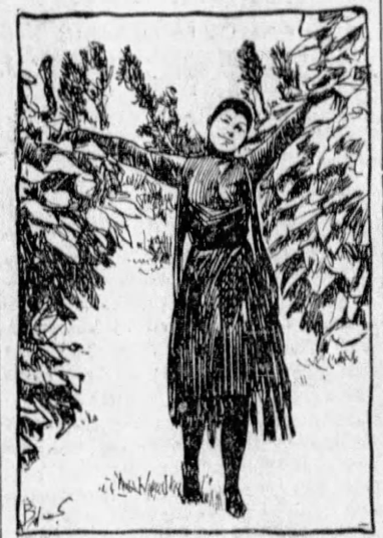 Persis Colie as Puck in Charlie Edwards and Gilmor Brown's A Midsummer Night's Dream. Kansas City Star, 9 June 1912.